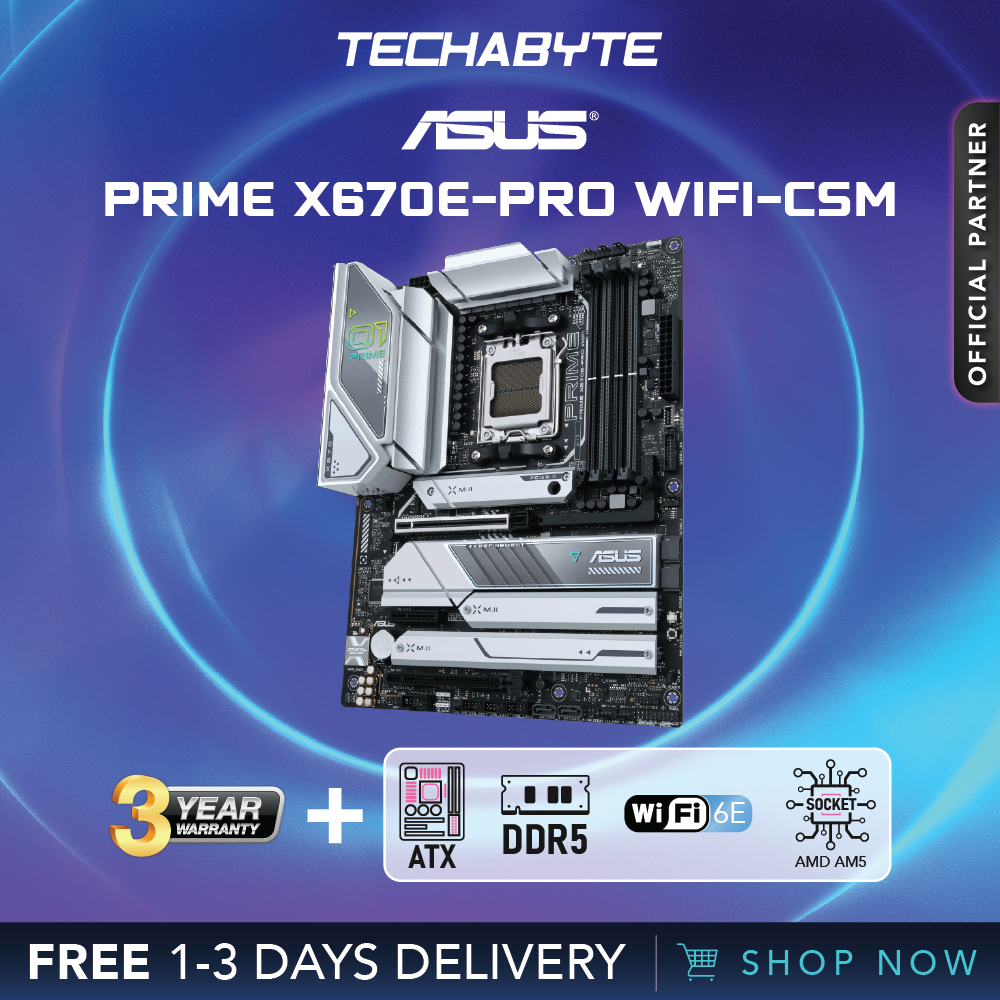 Asus Prime X670e Pro Wifi Csm Ddr5 Atx Motherboard Shopee Singapore 0507