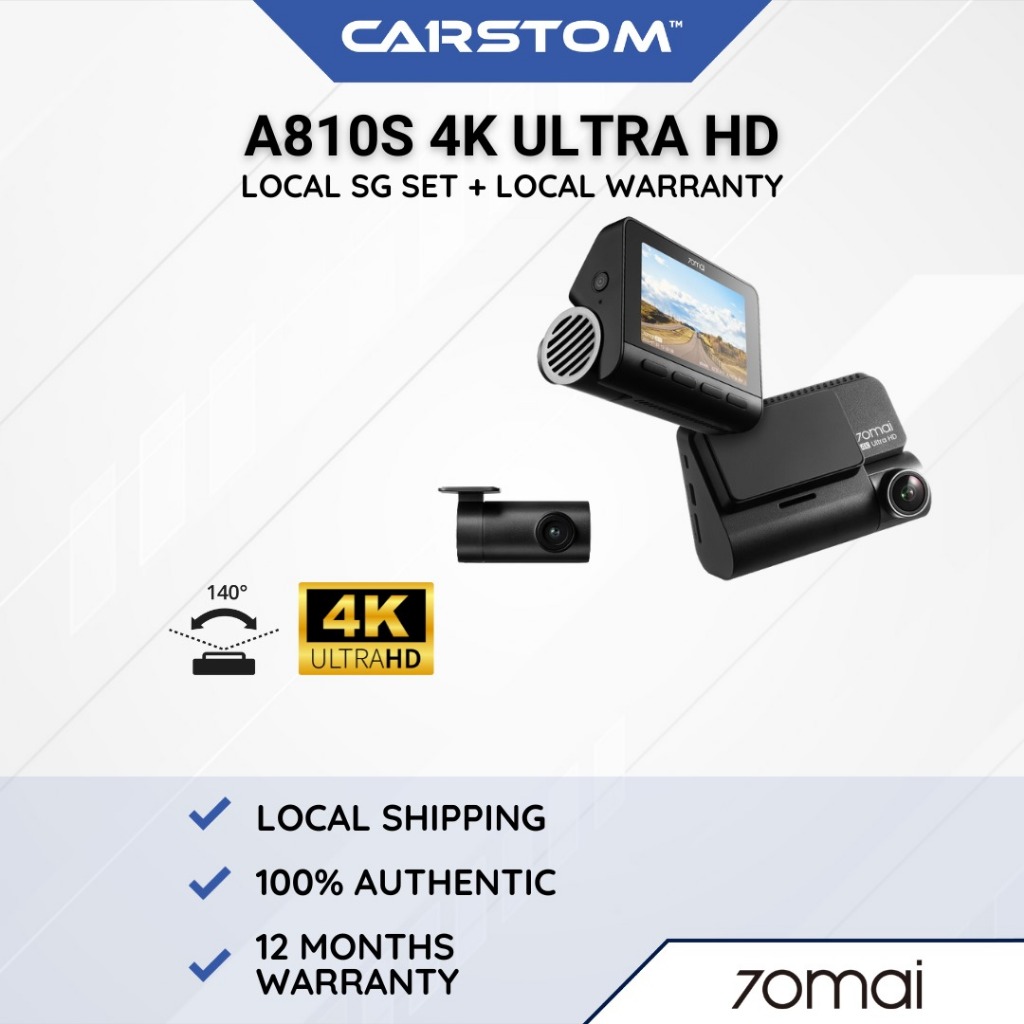 SG Instock 70Mai A810/A800S 4K International Ver Dash Cam Car Recorder