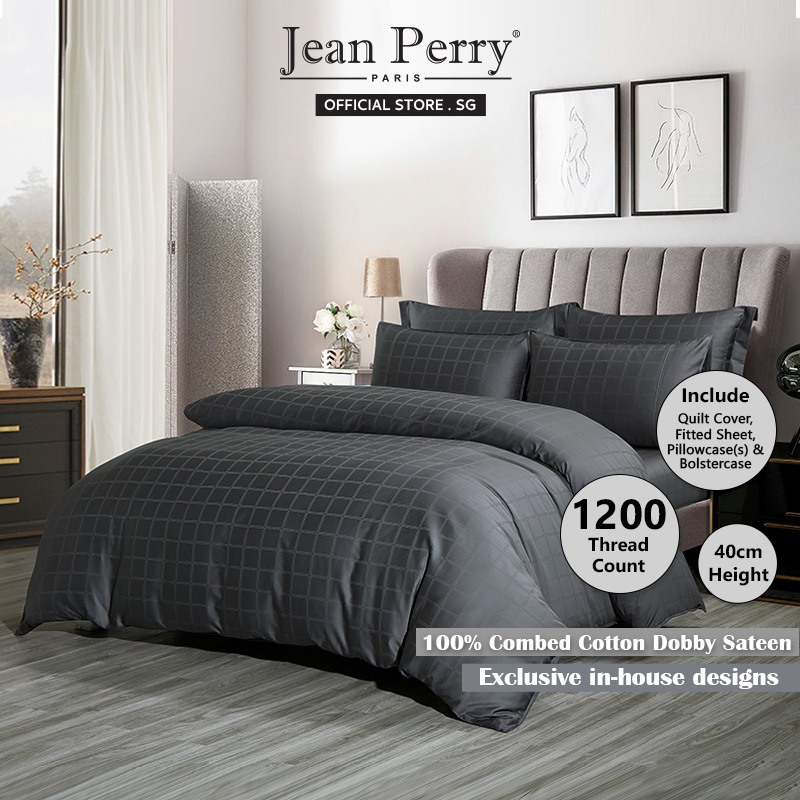 Jean Perry Prestige Hotel 1200TC Egyptian Cotton Quilt Cover Bed Set I