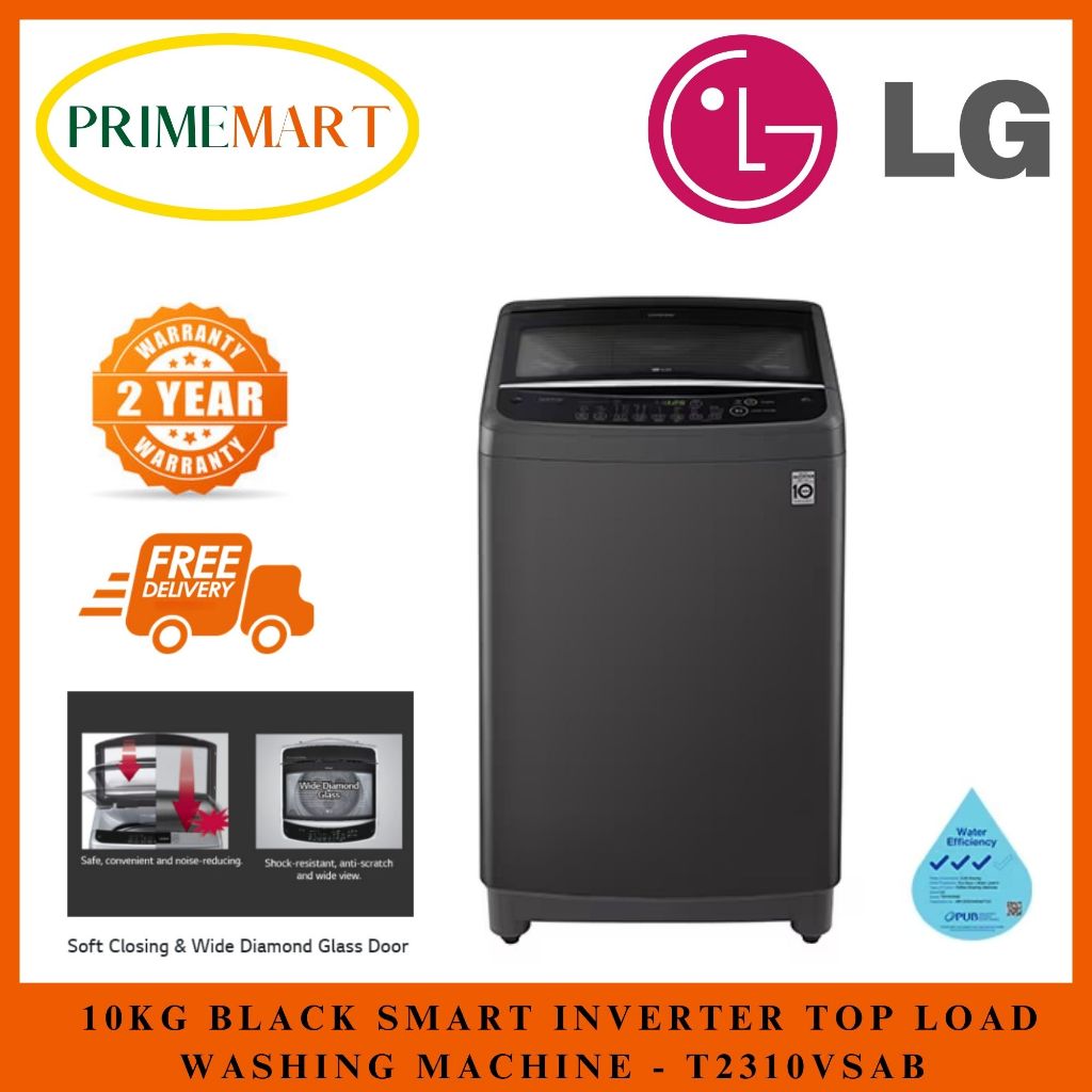 LG T2310VSAB 10KG BLACK SMART INVERTER TOP LOAD WASHING MACHINE FREE