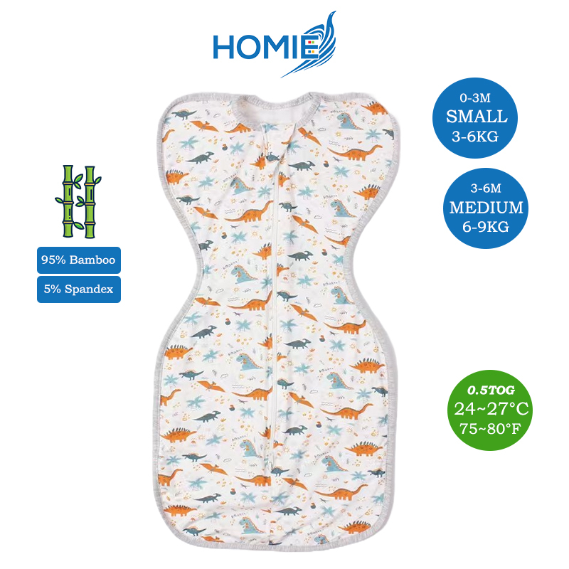 Baby Bamboo Swaddle and Sleeping Bag Arms Up Position Baby Sleepsack