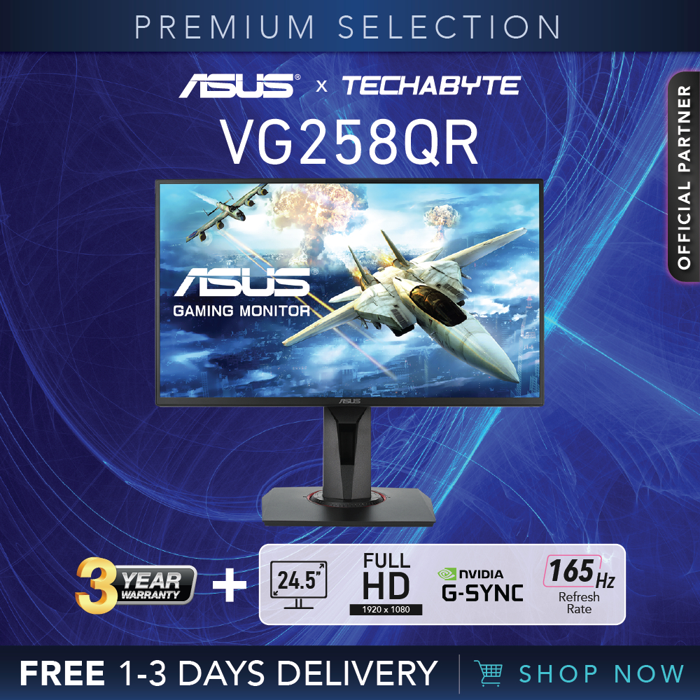 ASUS VG258QR | 24.5” FHD | 0.5ms | 165Hz | FreeSync Premium Gaming