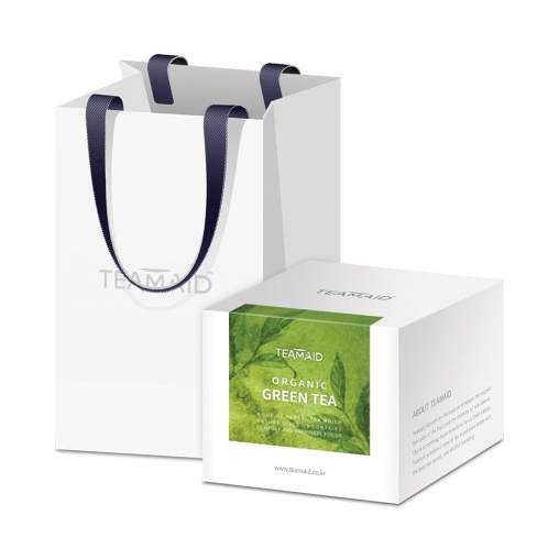 [TEAMAID] Organic green tea tin box 40g 100g - Tin case, gift set ...