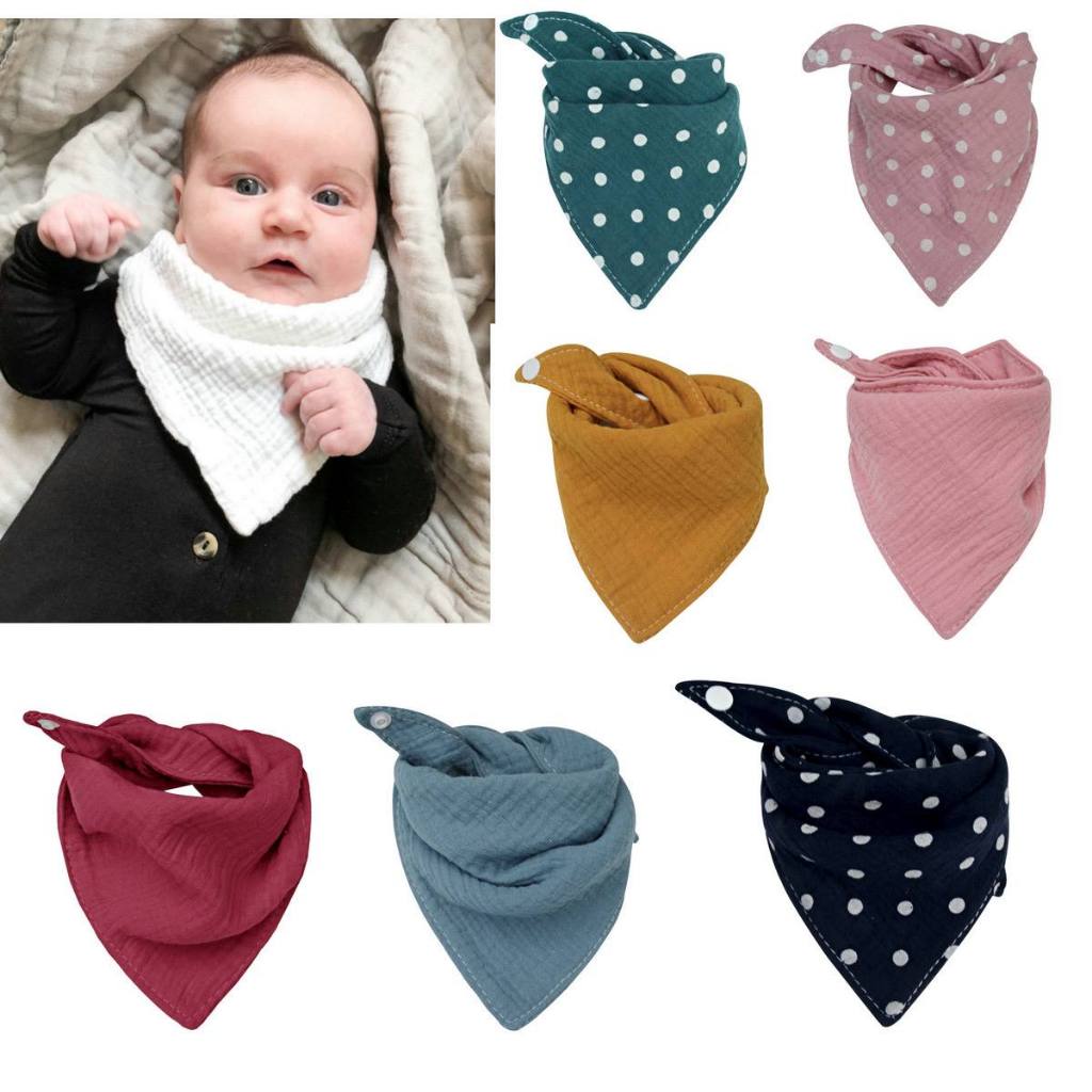 [SG INSTOCKS] 100% Cotton Triangle Bib 4 Layers Extra Absorbent Easy to ...
