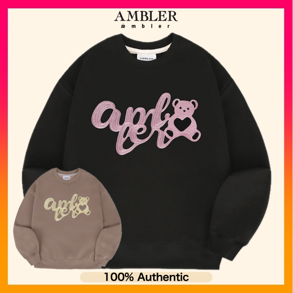 AMBLER Heart Bear Embroidery Sweatshirt - 2 Colors (2025 NEW) | Shopee ...