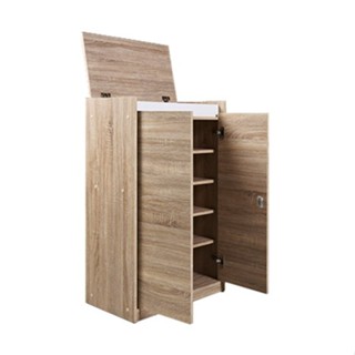 VHIVE Kira 60cm Shoe Cabinet with Lock Oak Shoe Rack Storage