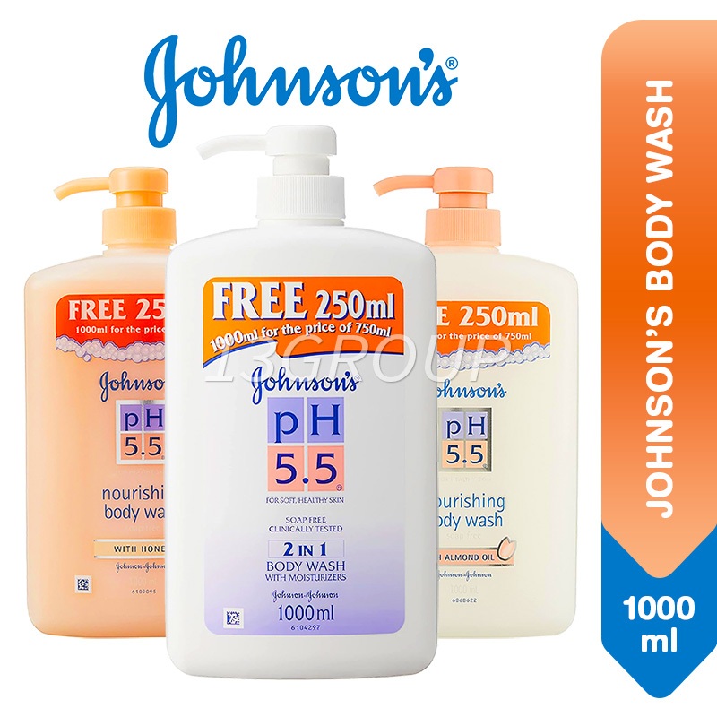Johnson's pH5.5 Body Wash Refill 2in1 Almond Oil Honey, 500ml [Min