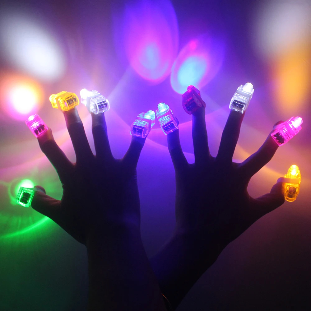 100PCS Finger Light Up Ring Laser LED Rave Party Favors Glow Beams