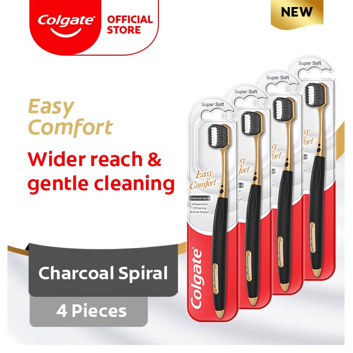 Colgate Easy Comfort Charcoal Spiral Toothbrush 1s (Super Soft Bristles ...