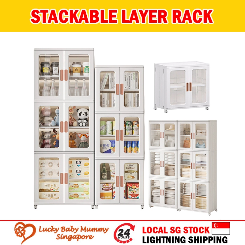 Stackable Multilayer Storage Cabinet with Wheels/Foldable Partitioned ...
