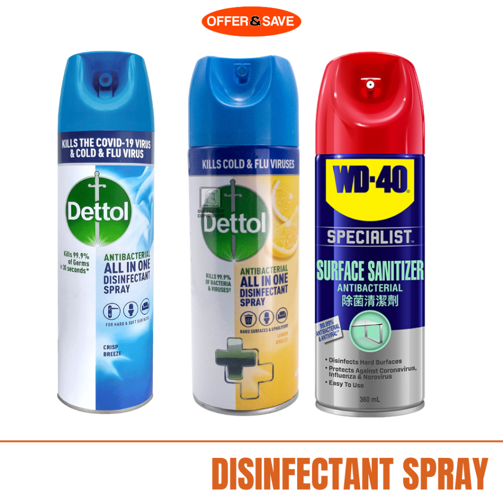 Dettol Allin1 WD40 Disinfectant Spray Multi Surface Disinfectant Kill