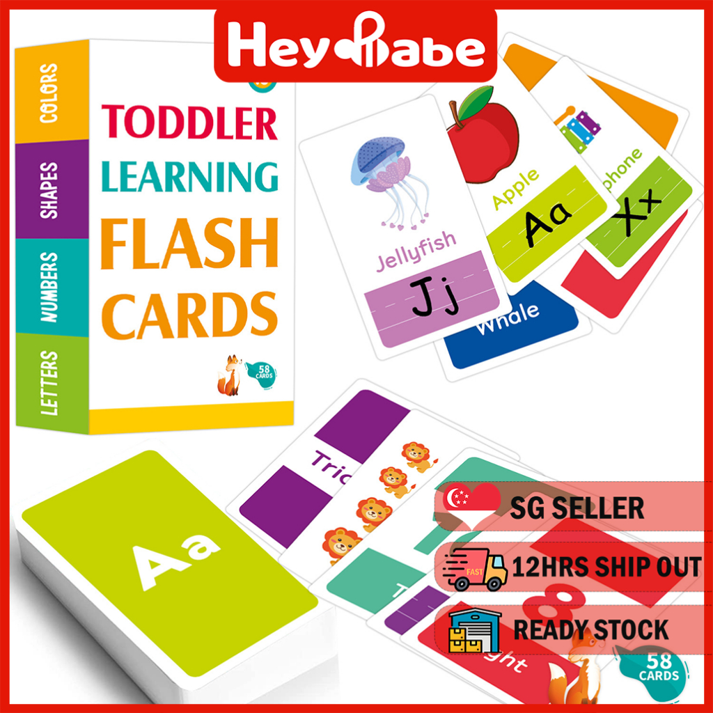 Toddler flash card 58pcs, early learning, letters, numbers, shapes ...