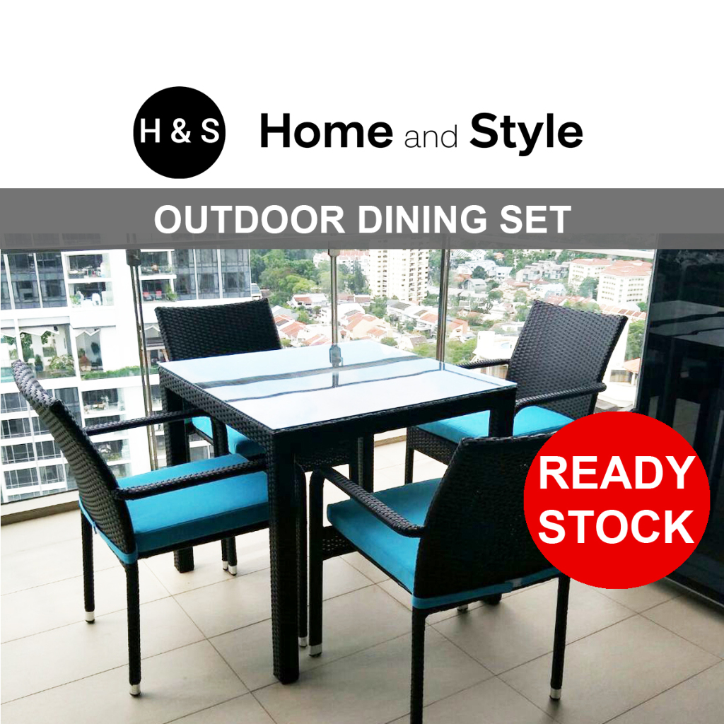 (SG Stock) Outdoor Dining COMPLETE SET (1 Dining Table + 4 Chairs) Patio Furniture, Balcony