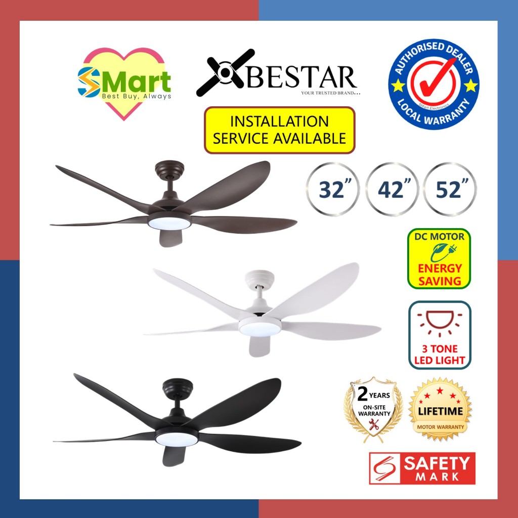 Bestar Wind DC Motor Ceiling Fan with 3 Tone LED Light & Remote Control