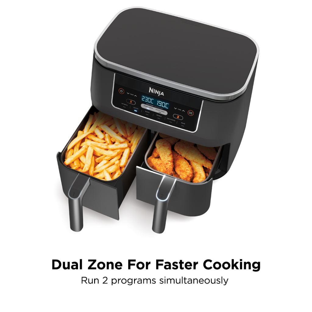 Ninja Foodi DualZone 6 in 1 Digital Air Fryer 7.6L No Oil Crisp Roast Bake Reheat Dehydrate Non Stick AF300 Shopee Singapore