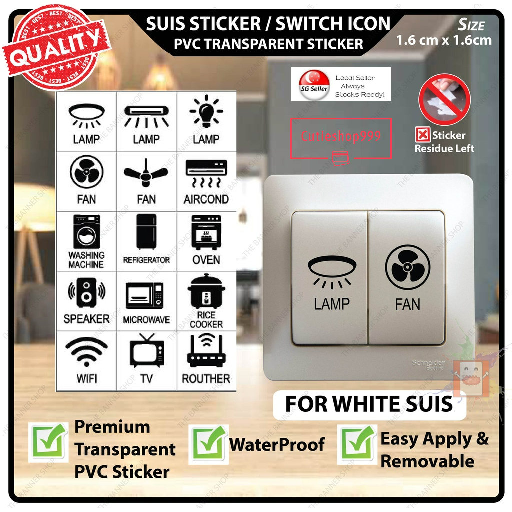 SG SELLER💕 Cheapest deal !!! Switch Label PVC Sticker Transparent ...