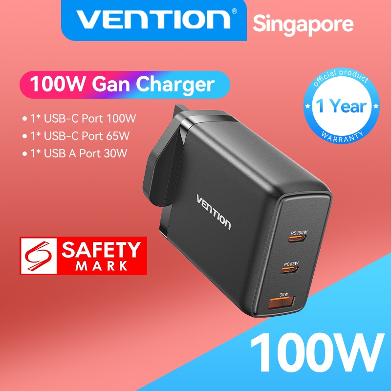 Vention 100w Gan Charger Usb C Multiport Charger 3 Ports Usb Charging Station Gan Fast Charger 4970