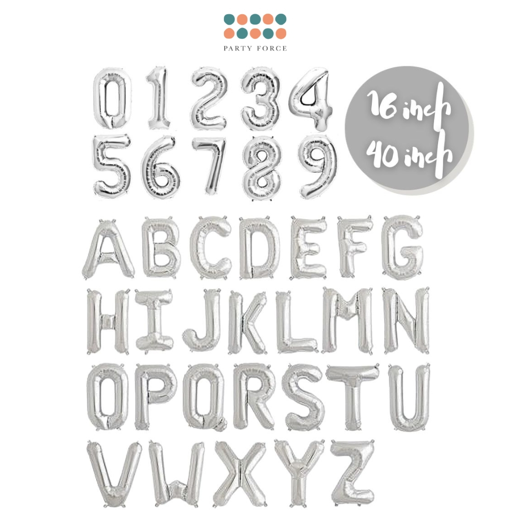 [SG Seller] Silver Number Balloon Alphabet Balloon Letter Balloon 16 ...
