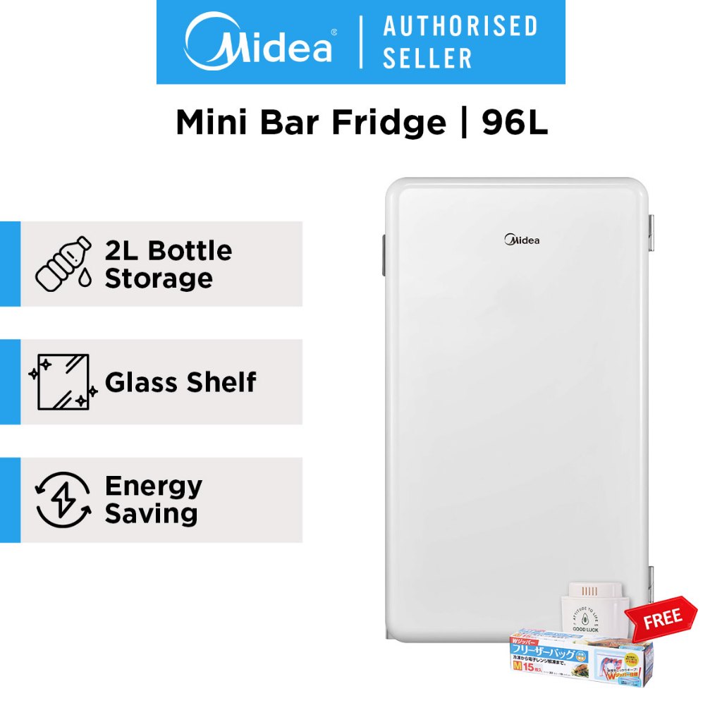Midea 96L Mini Bar Fridge, Energy Rating 2 Ticks White, MDRD142FGB01SG