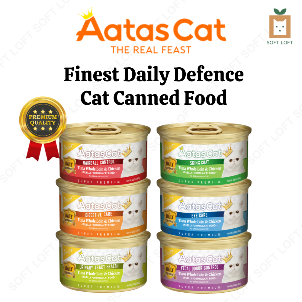 Aatas Cat Finest Daily Defence Wet Canned Food 80g Super Premium Cat Wet Food Tuna Whole Loin