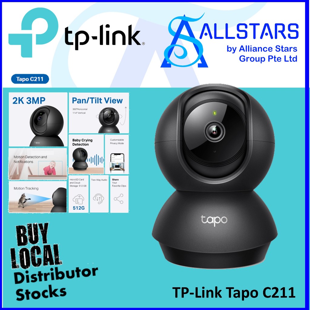 TP-Link Tapo C211 Pan/Tilt Home Security Wi-Fi Camera 2K 3MP High ...