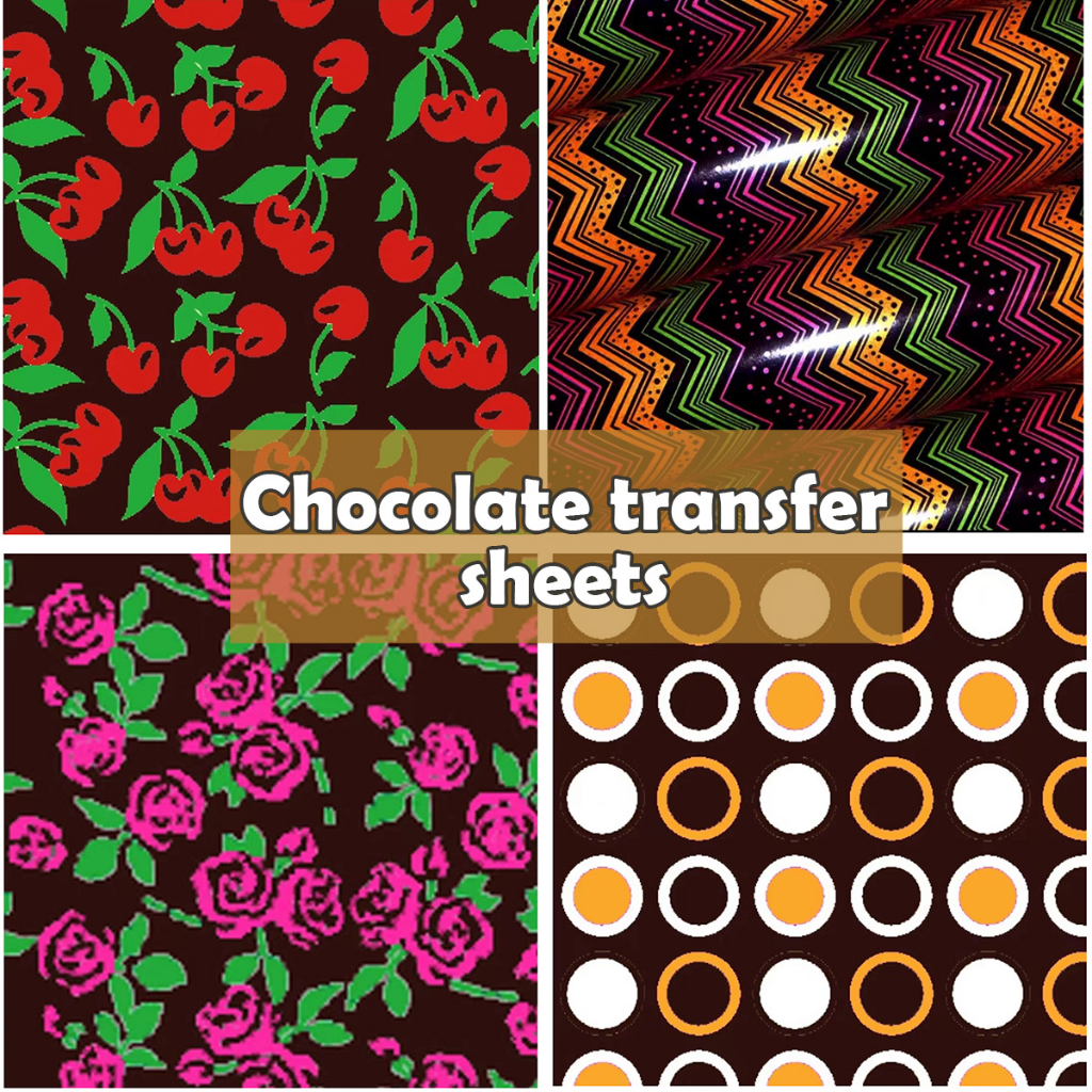 Chocolate transfer sheet cocoa butter printed paper colour chocolate