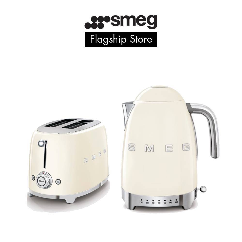 SMEG White 1.7L Kettle And Toaster KLF03WHUK & TSF01WHUK