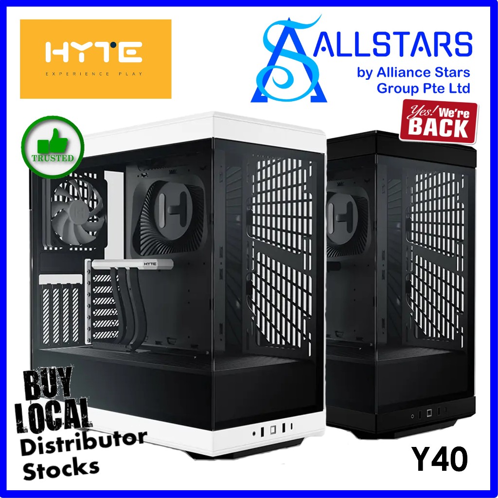 HYTE Y40 ATX Tower Chassis Black/Black / Black/White (Warranty 3years ...