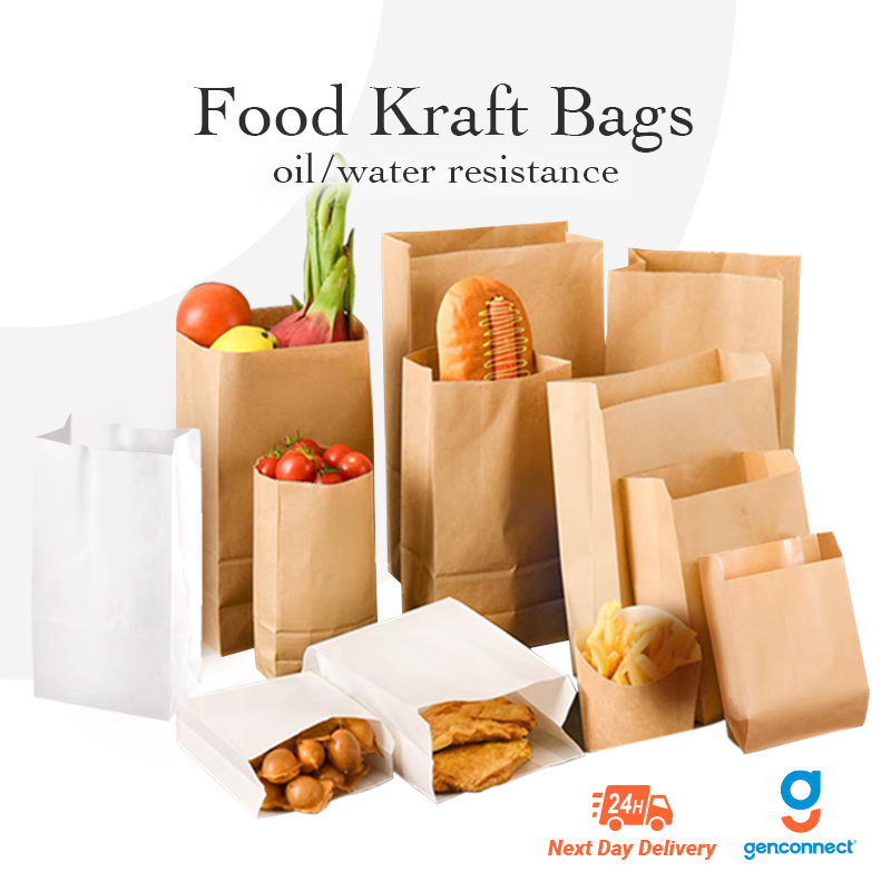 50/100PC F&B Food Grade Kraft Paper Bags Croissant/Bread/SOS/Doggy For ...