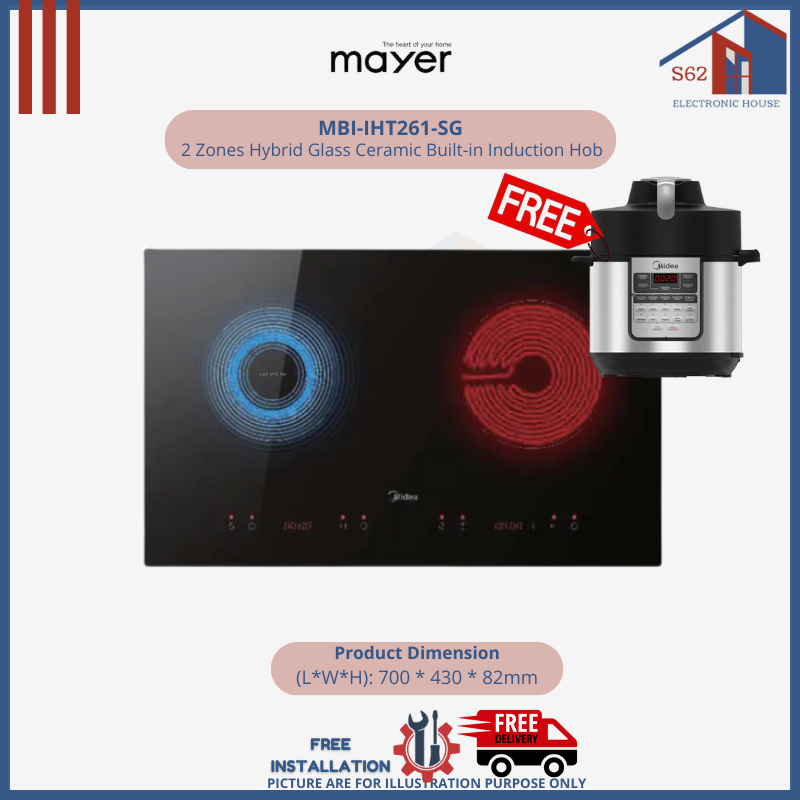 Midea MBIIHT261SG 2 Zones Hybrid Glass Ceramic Builtin Induction Hob FREE Replacement