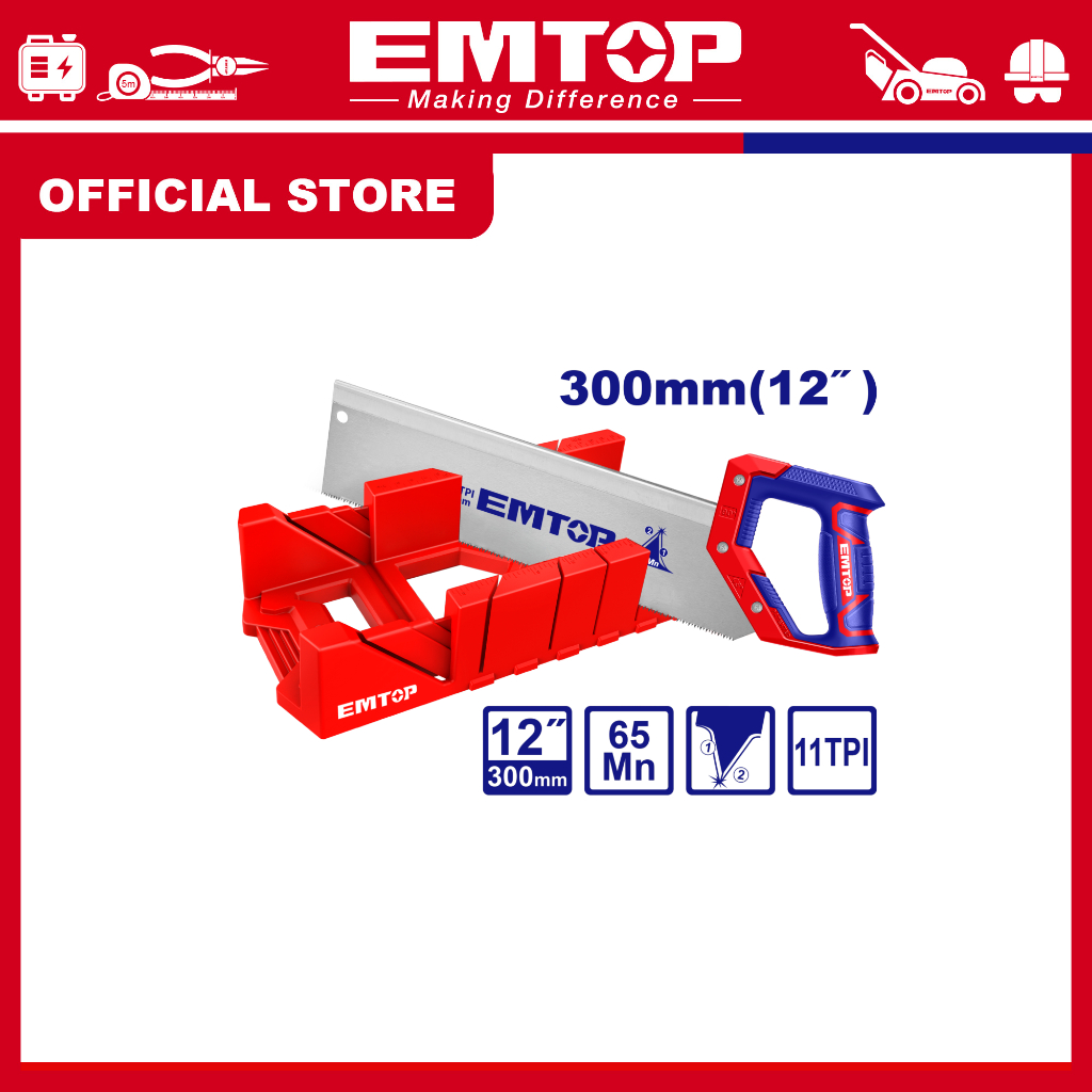 EMTOP Plastic Mitre Box and Back Saw Set With Unique New Design Handle ...