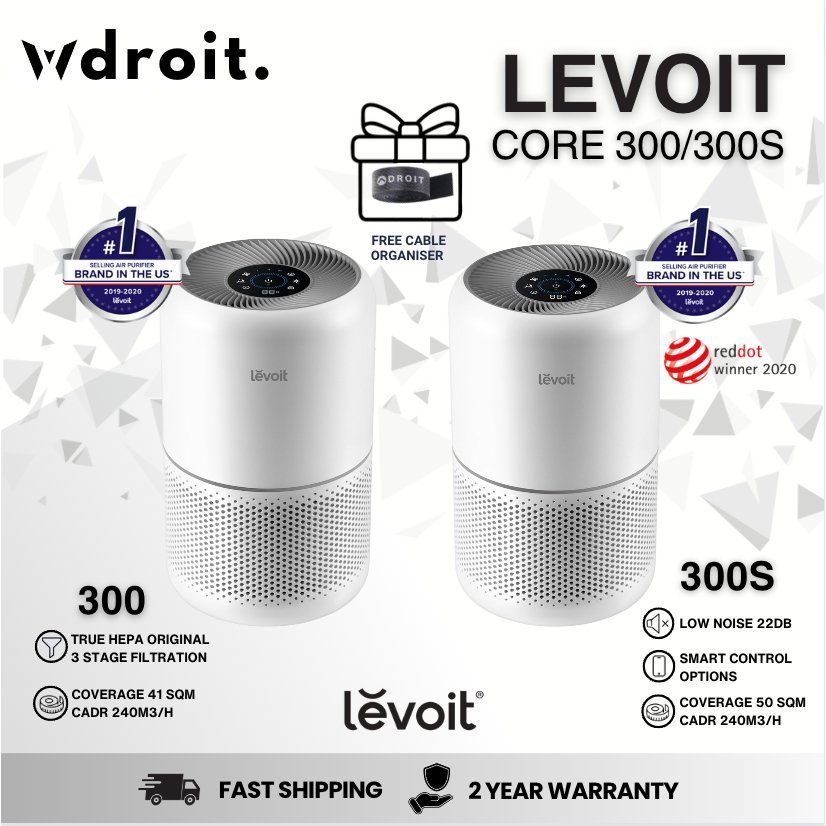 Levoit Core 300 3-Speed Ionic White True HEPA Air Purifier ENERGY