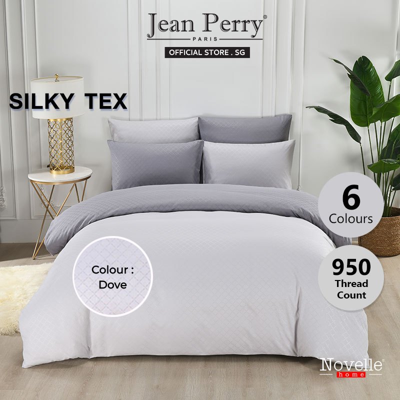 Novelle 950 TC Silky Tex Embossed Satin Bedsheet Set I Fitted Sheet I