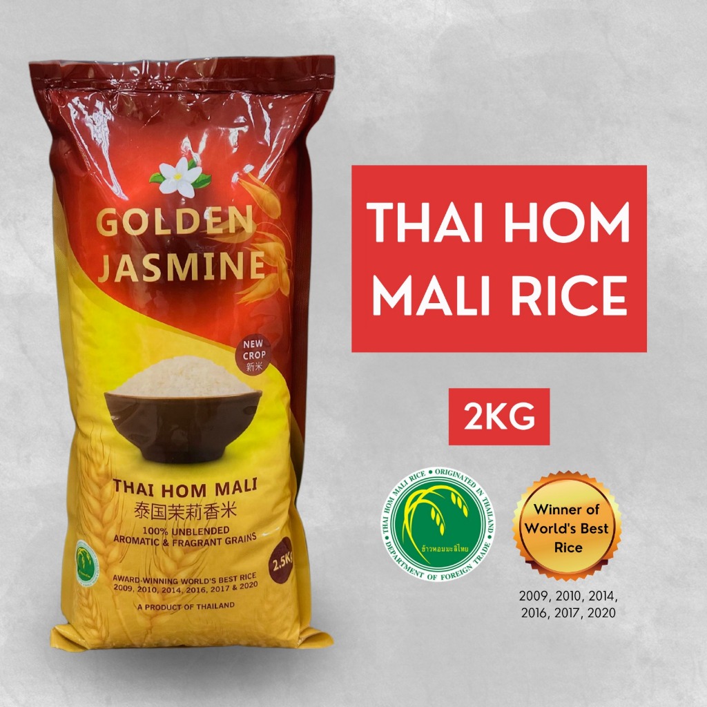 Golden Jasmine Thai Hom Mali Aromatic White Rice 2kg New Crop