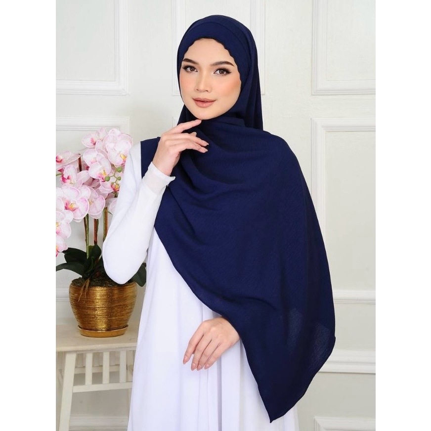 TUDUNG SHAWL SULAM AIRFLOW TIE-BACK IRONLESS OPAQUE SEMI-INSTANT
