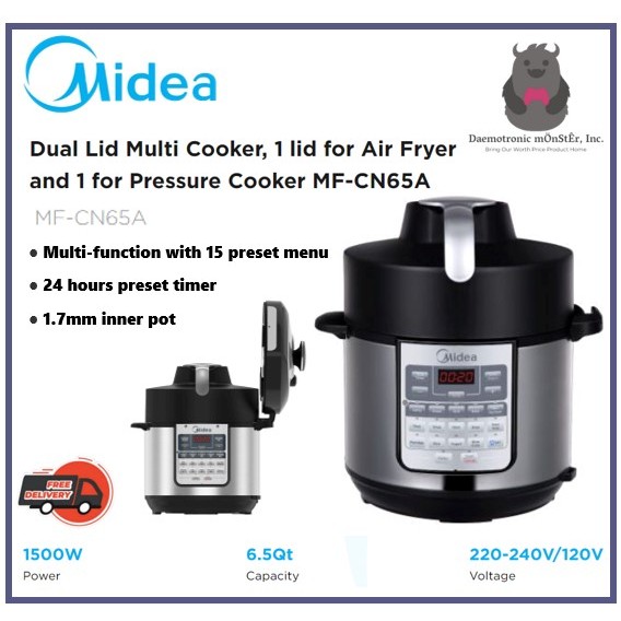 Dual Lid Multi Cooker, 1 lid for Air Fryer and 1 for Pressure Cooker  MF-CN65A
