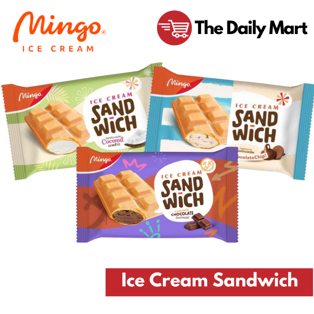 Mingo Ice Cream Sandwich, Wafer (Chocolate, Chocolate Chip, Coconut) Shopee Singapore