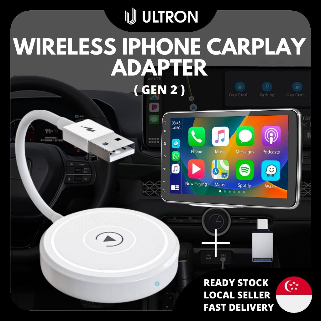 SG🚚 Wireless CarPlay Adapter iPhone 2.4Ghz 5GHz WiFi Plug & Play Zero