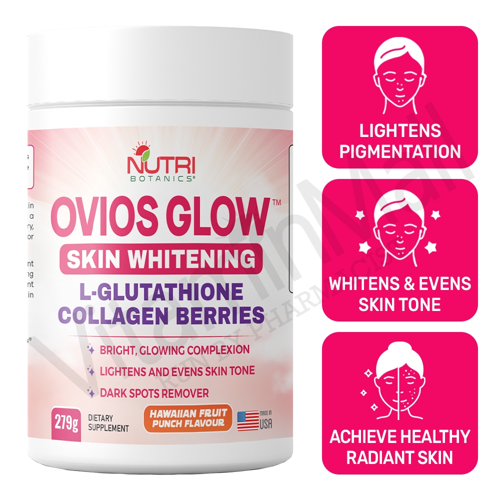 Ovios Glow Skin Whitening L Glutathione Supplement with Collagen Peptides Powder + Berries - 279g