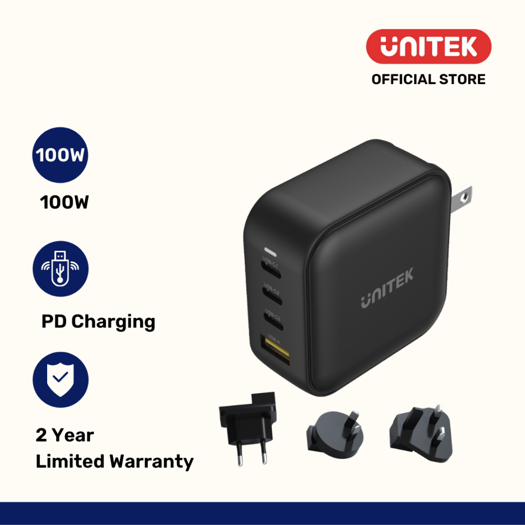 Unitek Gan Ports W Travel Charger Usb Pd And Qc Safety Mark Shopee Singapore