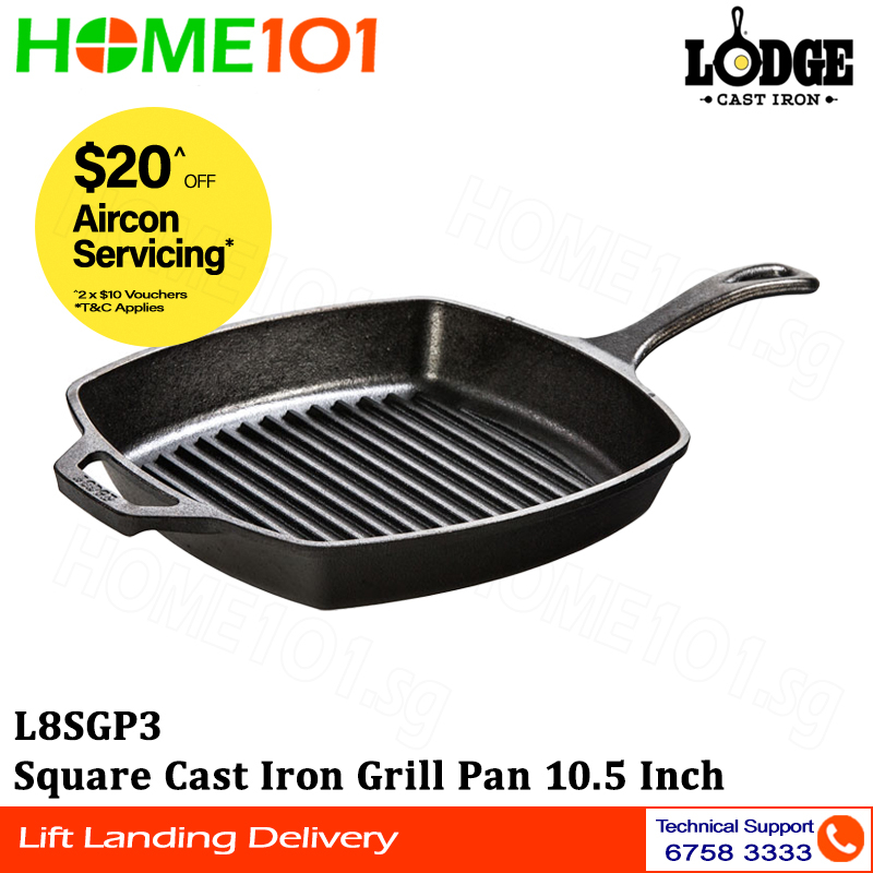 Lodge Cast Iron Grill Pan 10.5 Inch L8SGP3 Shopee Singapore