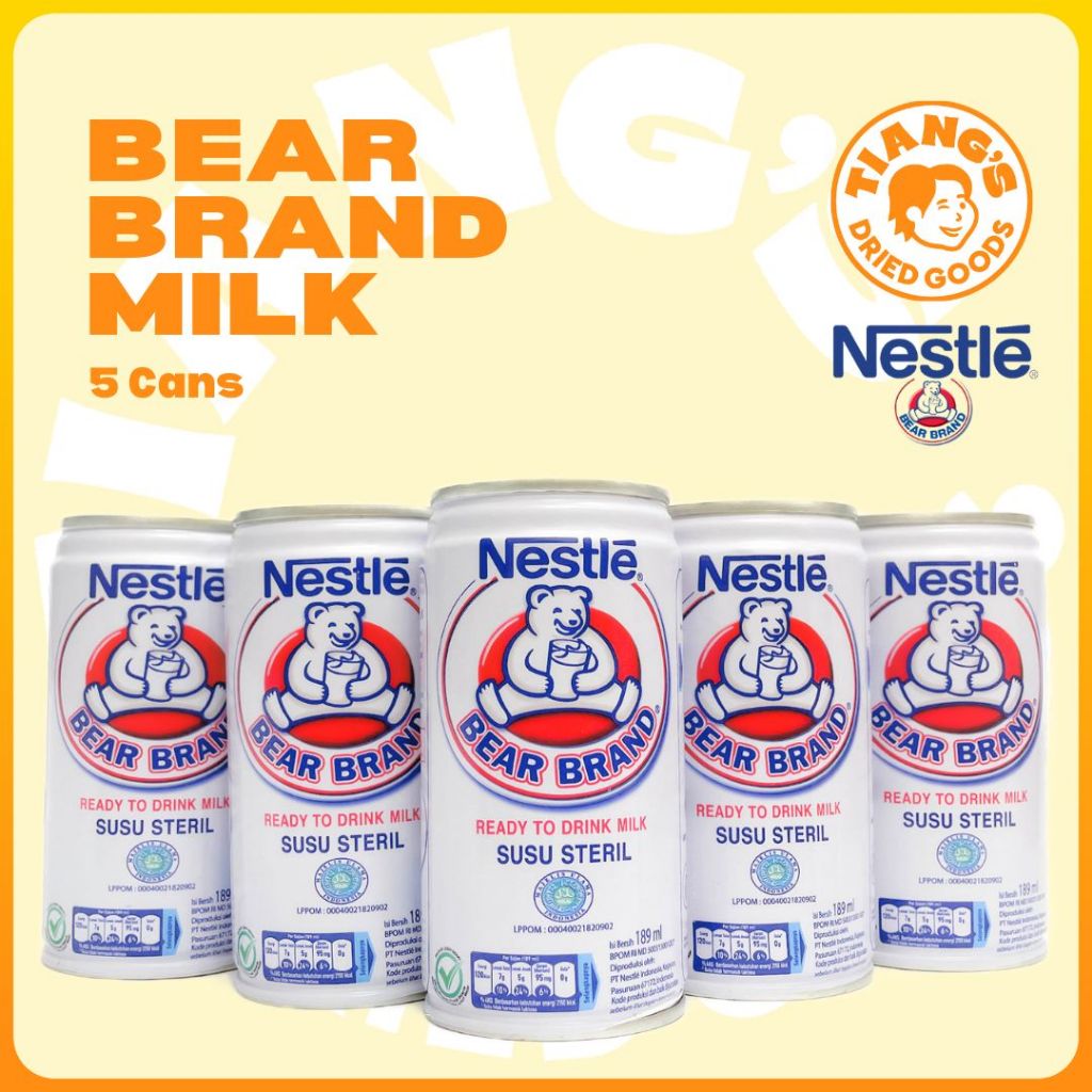 [Nestle] Bear Brand Milk/Susu Can (5 x189ml Cans) Tiangs | Shopee Singapore