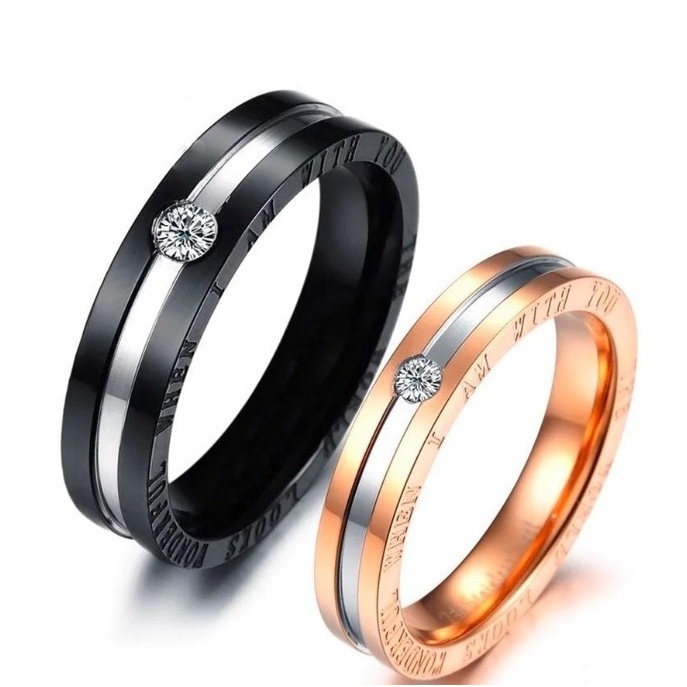 Mens black and deals rose gold wedding band