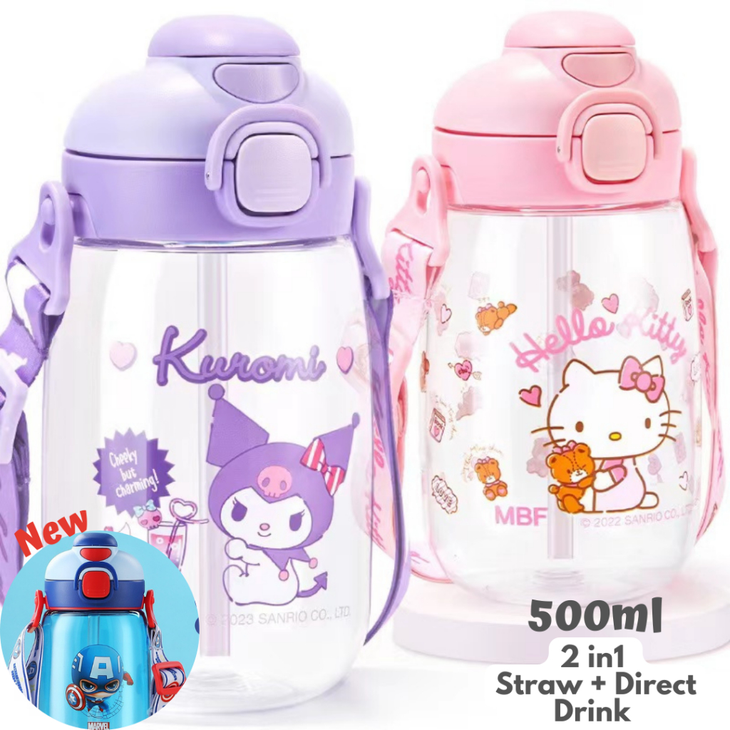 [SG Seller]500ml 2in1 Direct Straw Drink Water Bottle Hello Kitty ...