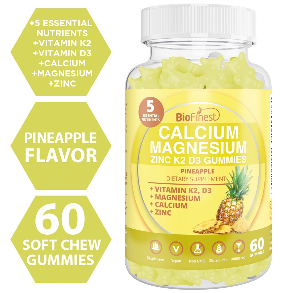 Biofinest Calcium Magnesium Zinc K2 D3 Gummy Supplement Enhanced