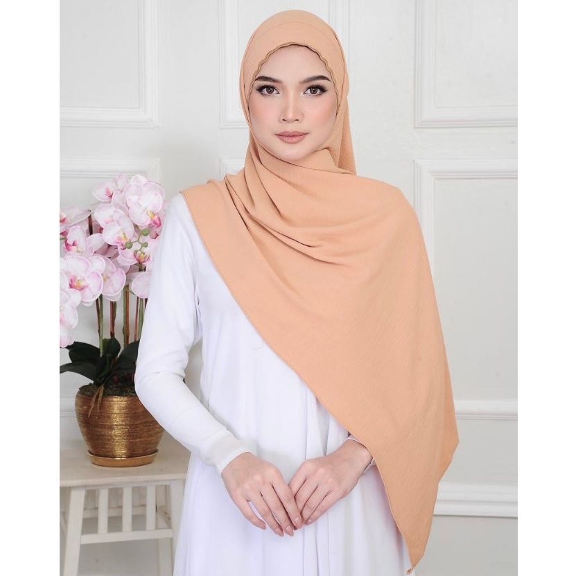 TUDUNG SHAWL SULAM AIRFLOW TIE-BACK IRONLESS OPAQUE SEMI-INSTANT