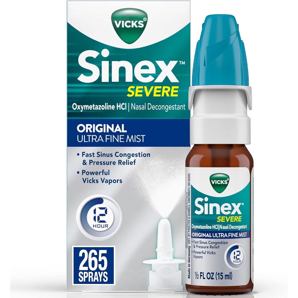 Vicks Sinex Severe Nasal Spray Ultra Fine Mist Decongestant for Stuffy ...