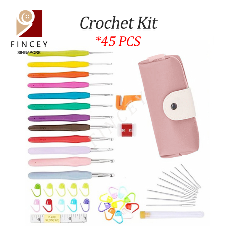 SG】45 PCS Crochet Hook Set 12 Sizes Yarn Crochet Kit Knitting Needles  Crocheters with Ergonomic Handles for Beginners