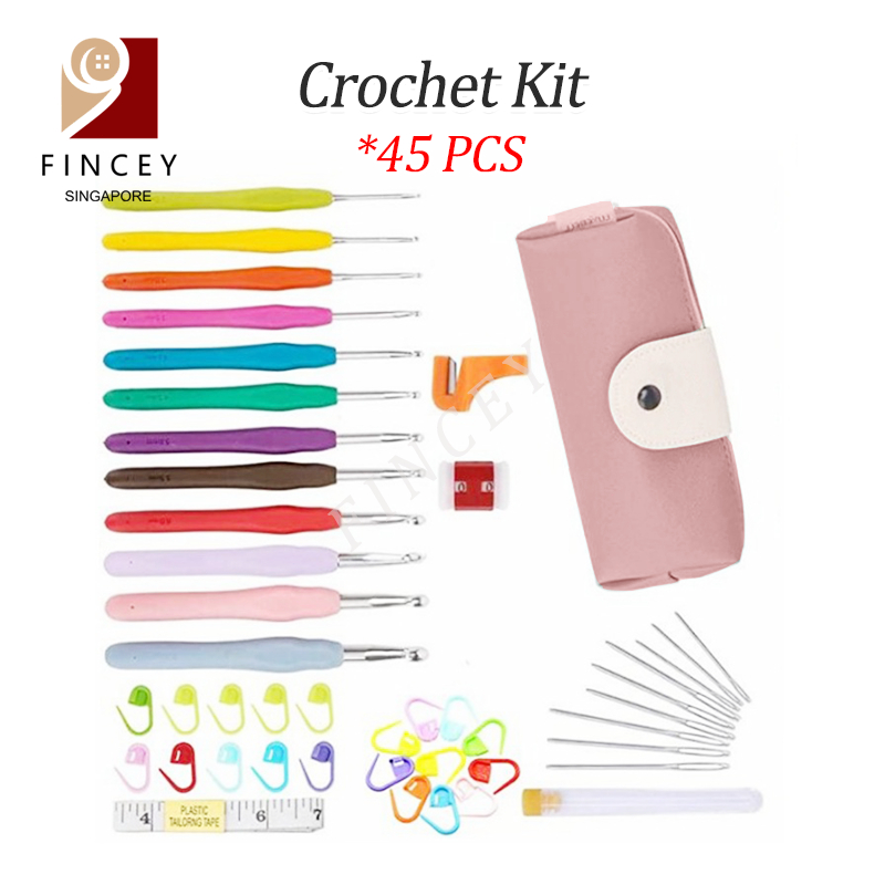 【SG】45 PCS Crochet Hook Set 12 Sizes Yarn Crochet Kit Knitting Needles