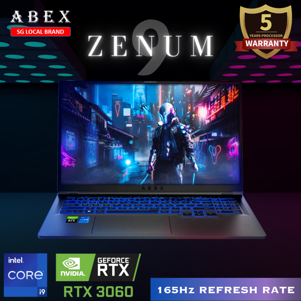 ABEX ZENUM 9 / i9-12900H / Nvidia RTX 3060 / 64GB RAM / 2TB SSD / 16